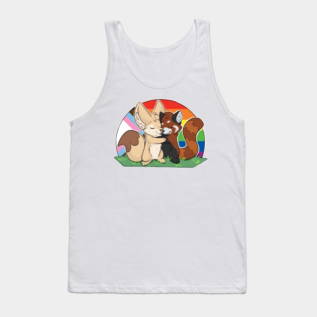 Rainbow Progress Flag - Fennec Fox + Red Panda Hug Tank Top by Fennekfuchs